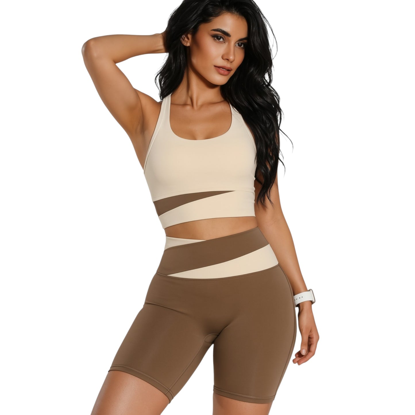 Women's 2-Piece Workout Set, Seamless Racerback Sports Bra and Biker Shorts, Yoga Set, Running