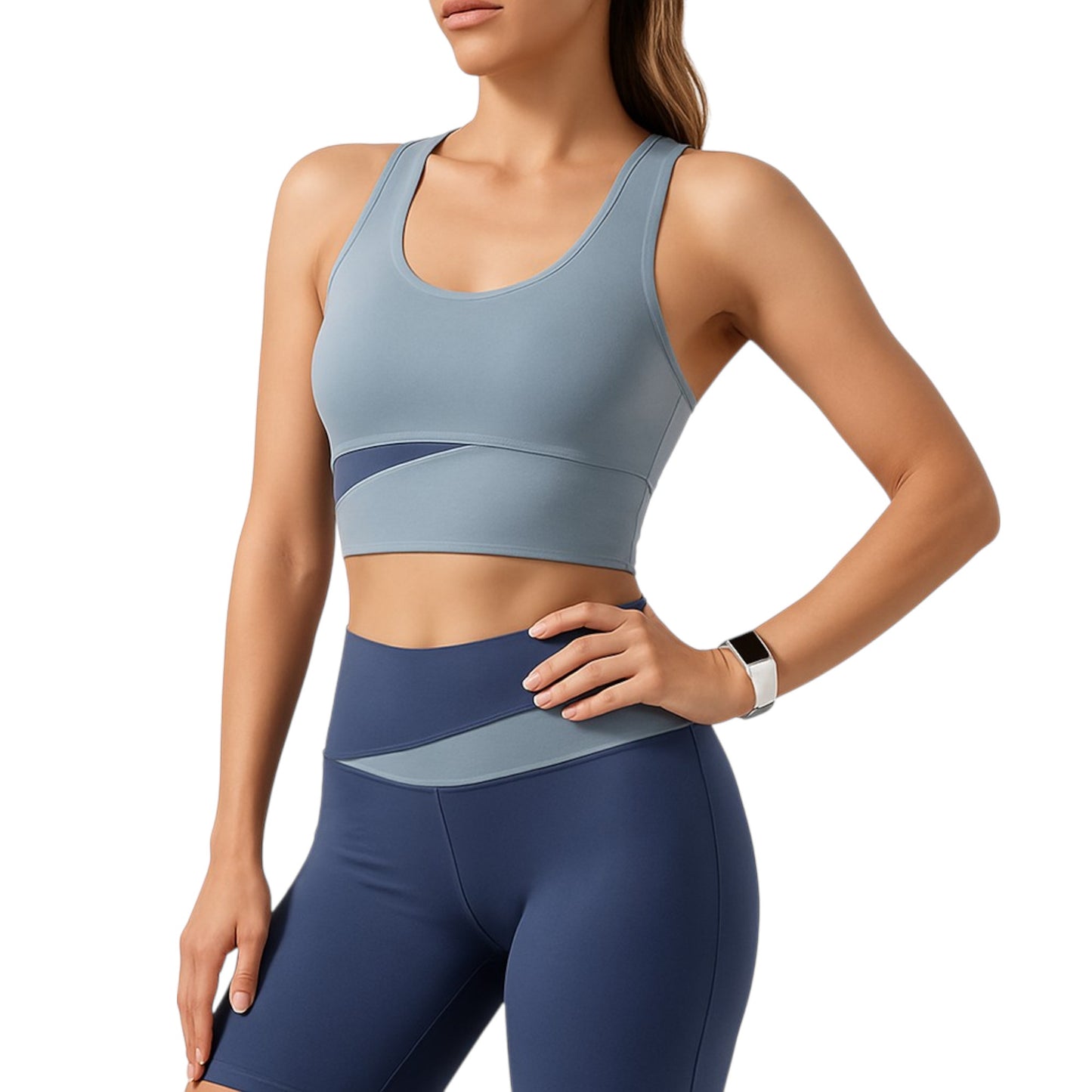 Women's 2-Piece Workout Set, Seamless Racerback Sports Bra and Biker Shorts, Yoga Set, Running
