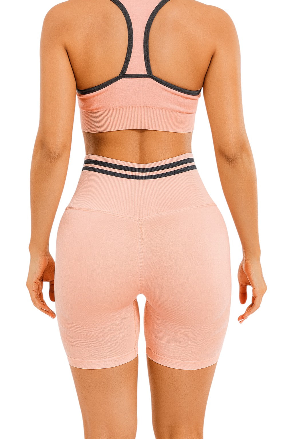 Seamless Scrunch Workout Set for Women - 2 Piece Sports Bra & Biker Shorts / High Waist, Booty Lift, Gym Activewear