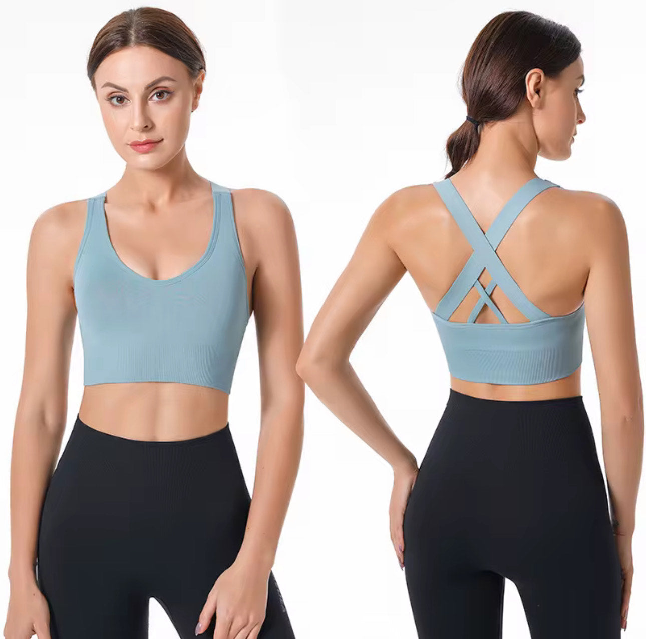 Criss-Cross Back Seamless Sports Bra – Multiple Colors
