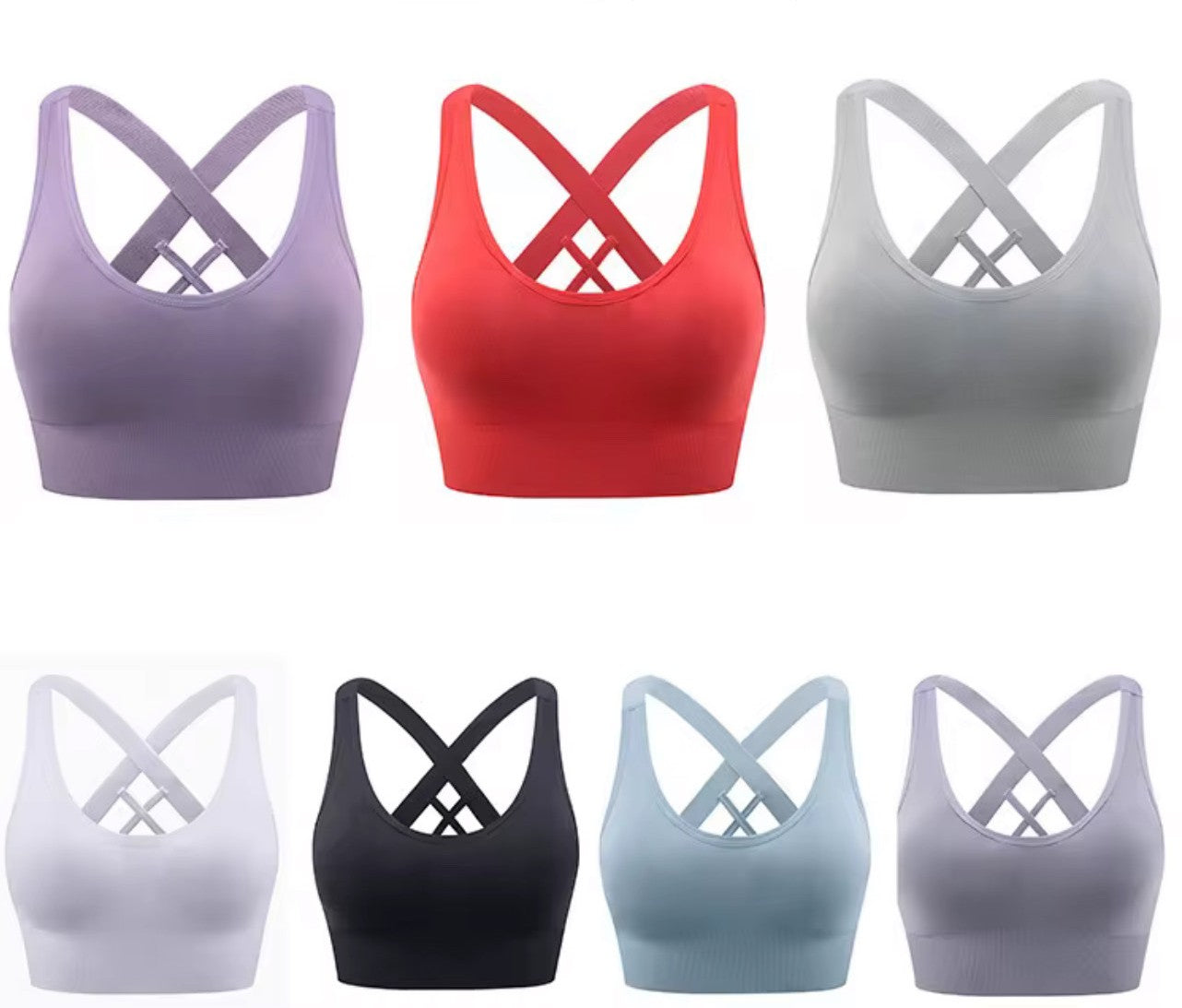 Criss-Cross Back Seamless Sports Bra – Multiple Colors