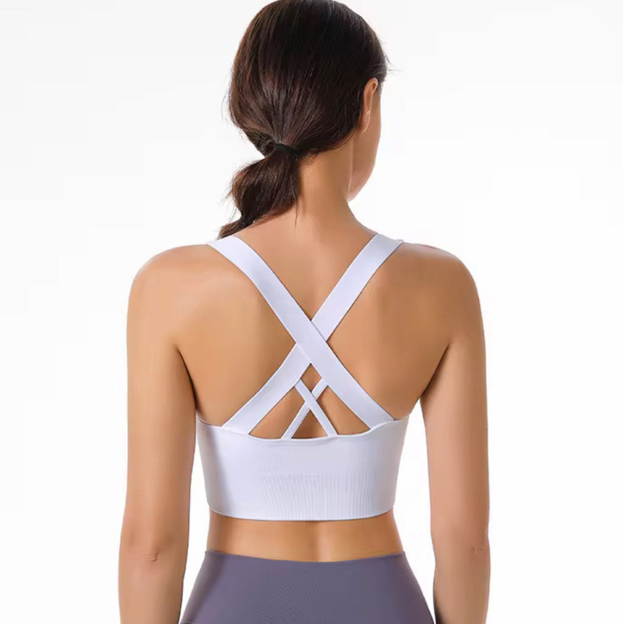 Criss-Cross Back Seamless Sports Bra – Multiple Colors