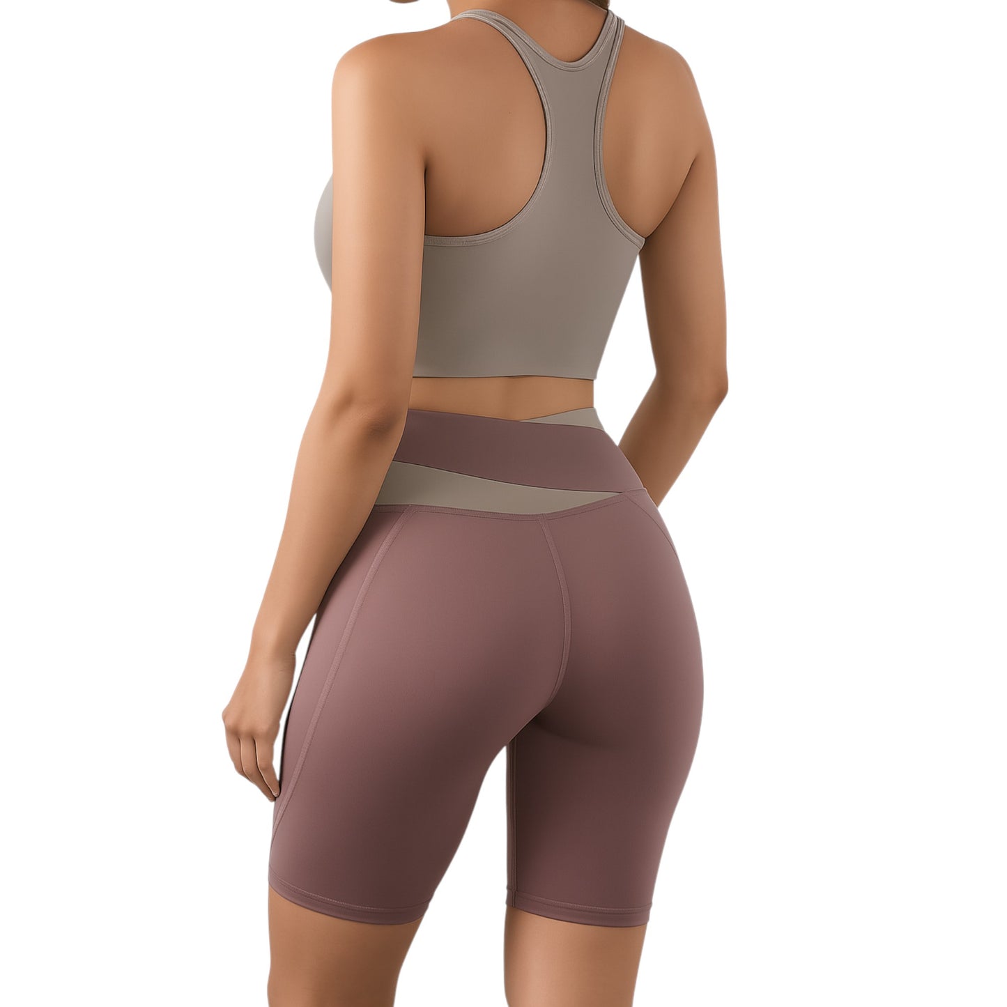 Conjuntos de sujetador y leggings cortos para fitness en el gimnasio. 